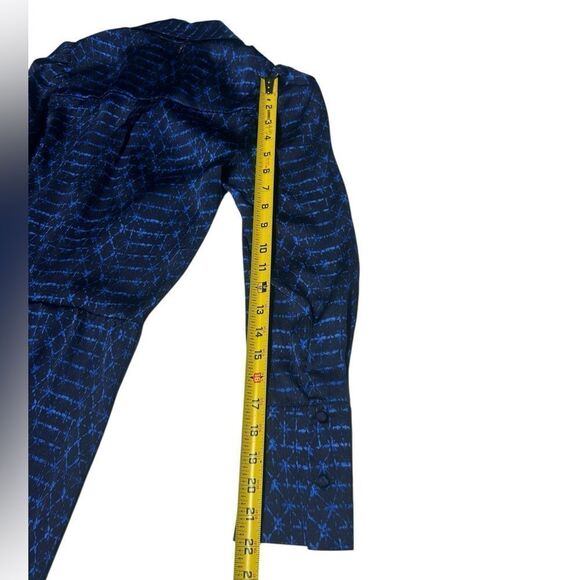 NWT MISA Los Angeles Valentina Chiffon Long Sleeve Wrap Front Dress Dark Blue - Picture 12 of 12